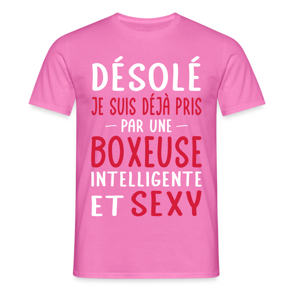 T-shirt Homme - Je suis déjà pris par une boxeuse intelligente et sexy - rose
