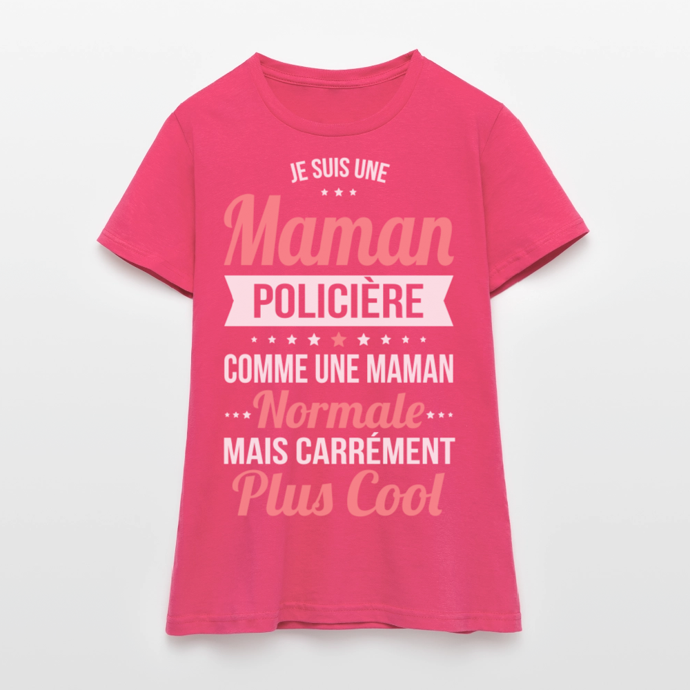 T-shirt Femme - Maman policière plus cool - rose azalée