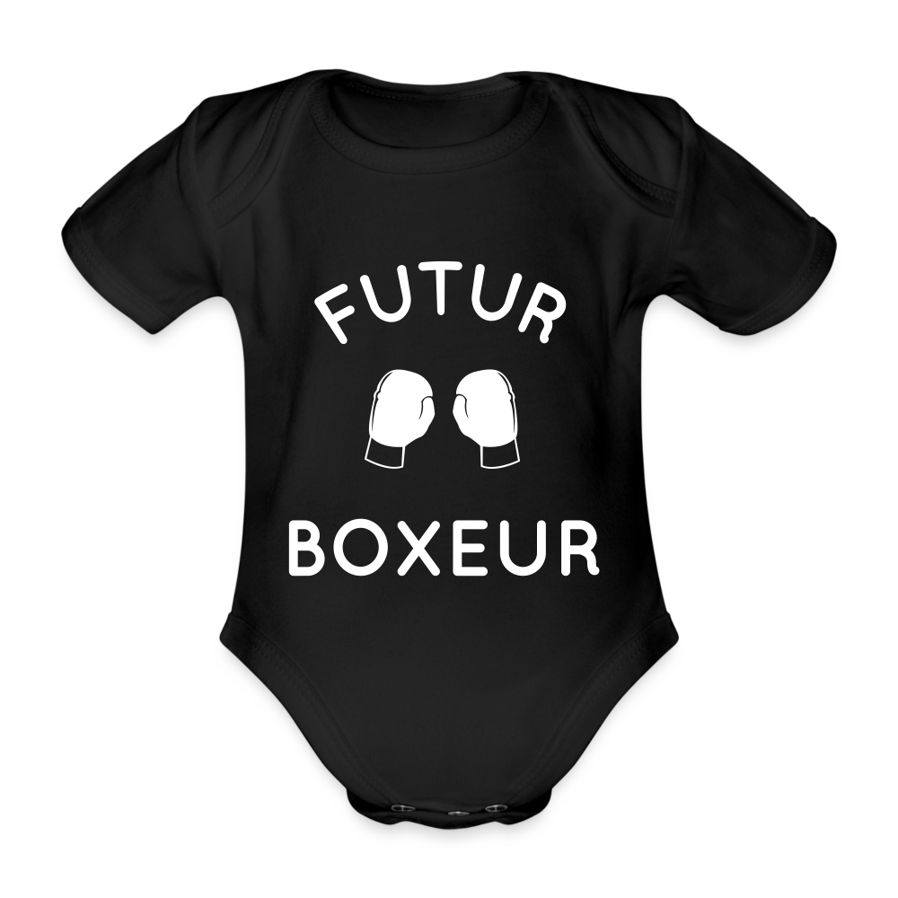 Body Bébé bio manches courtes - Futur boxeur - noir