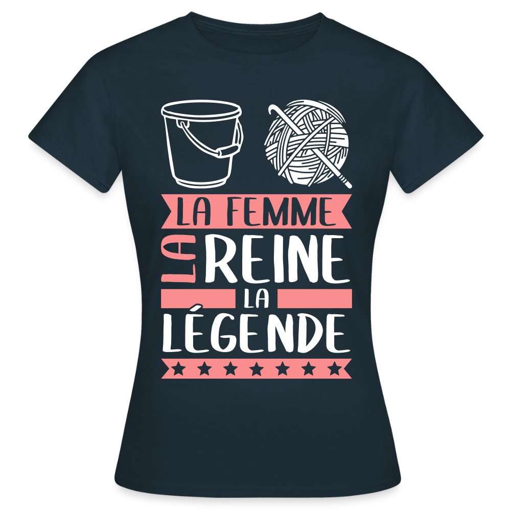 T-shirt femme Solène rébus – La femme, la reine, la légende - marine