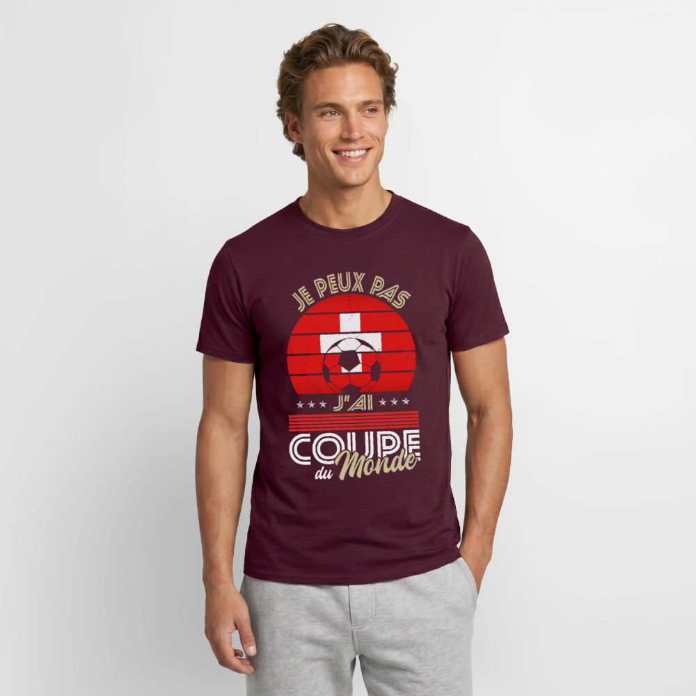T-shirt Homme - Je peux pas j'ai Coupe du Monde - Suisse - rouge brique
