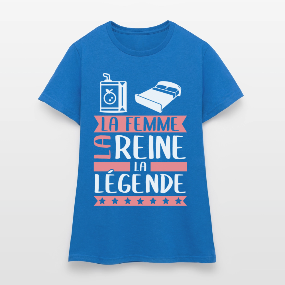 T-shirt femme Julie rébus – La femme, la reine, la légende - bleu royal