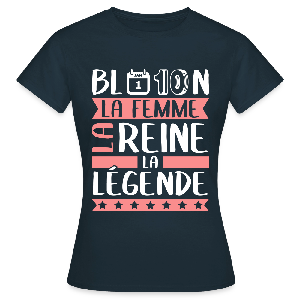 T-shirt femme Blandine rébus – La femme, la reine, la légende - marine