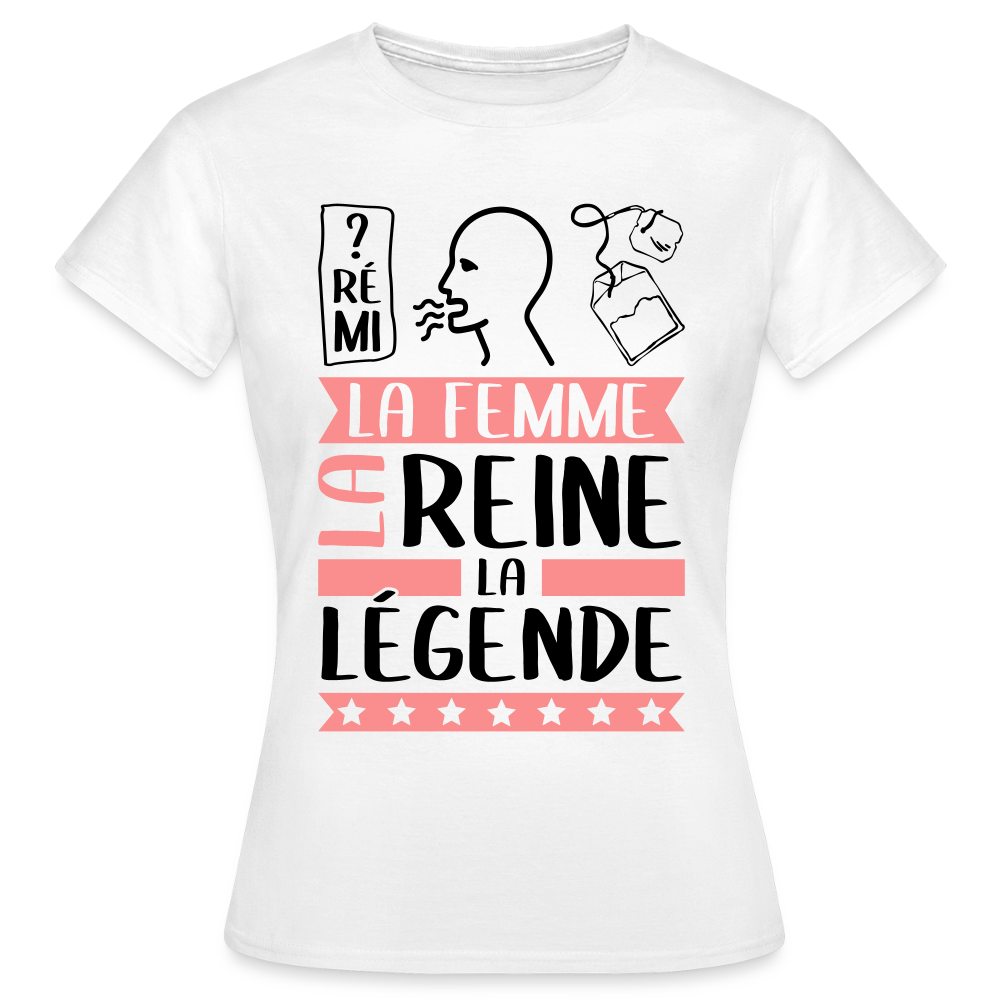 T-shirt femme coloris clair Dorothée rébus – La femme, la reine, la légende - blanc