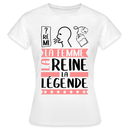 T-shirt femme coloris clair Dorothée rébus – La femme, la reine, la légende - blanc