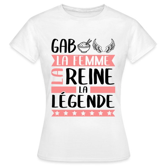 T-shirt femme coloris clair Gabrielle rébus – La femme, la reine, la légende - blanc