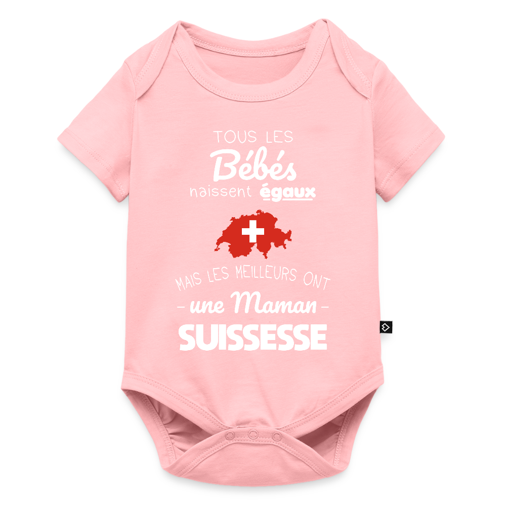 Body Bébé bio manches courtes - Les Meilleurs Ont Une Maman Suissesse - rose