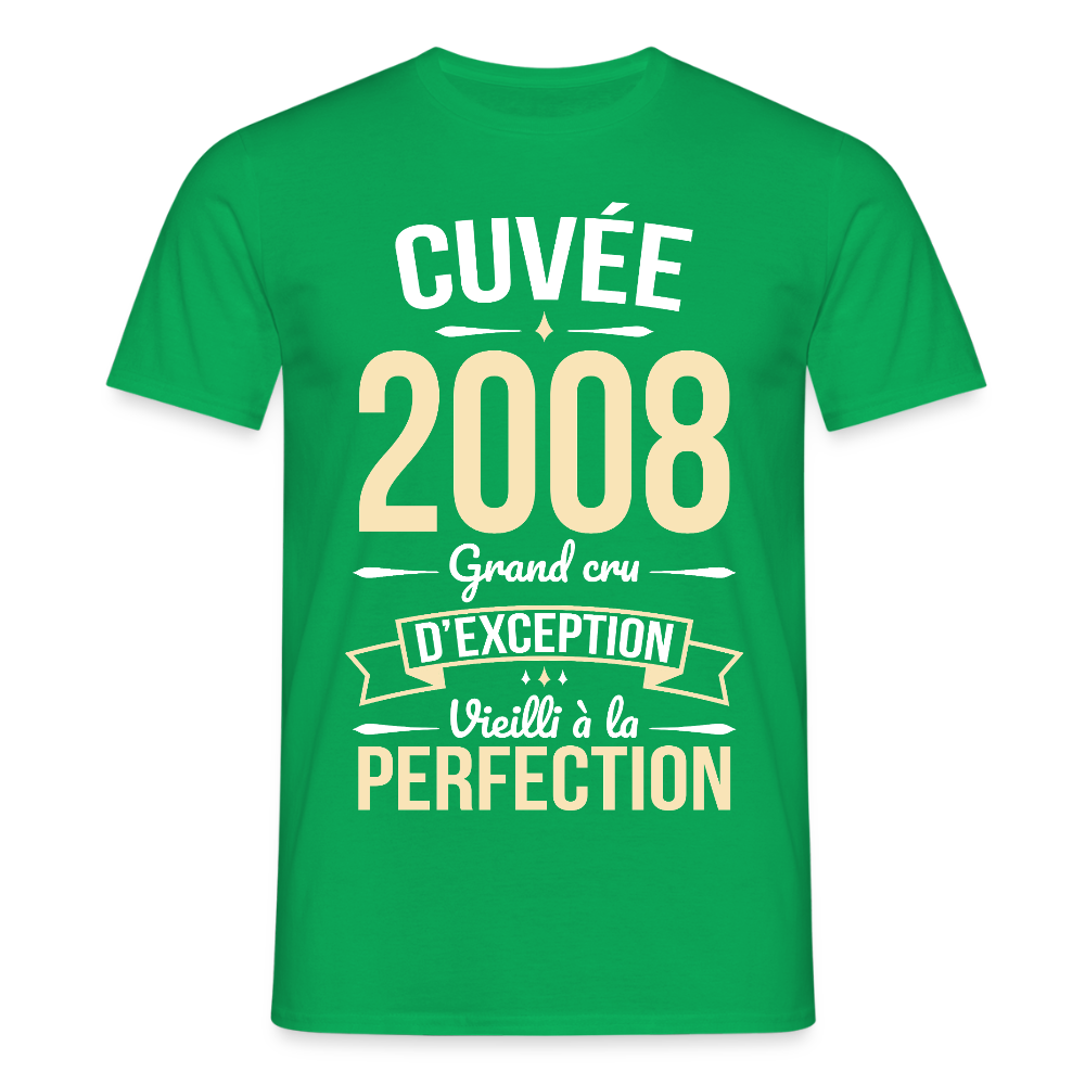 T-shirt anniversaire homme 18 ans – Cuvée 2008, Grand cru d’exception - vert
