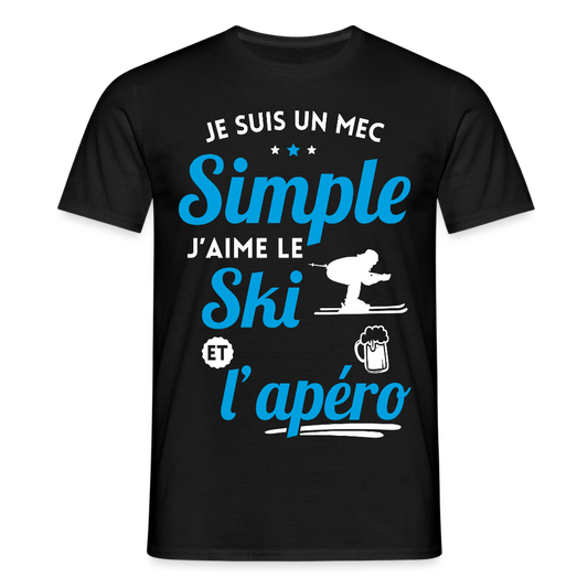 T-shirt Homme - J'aime le ski et l'apéro - noir