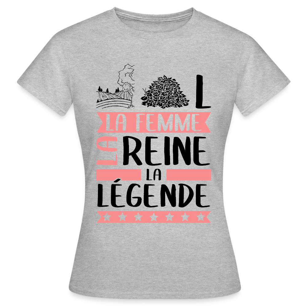 T-shirt femme coloris clair Chantal en rébus – La femme, la reine, la légende - gris chiné