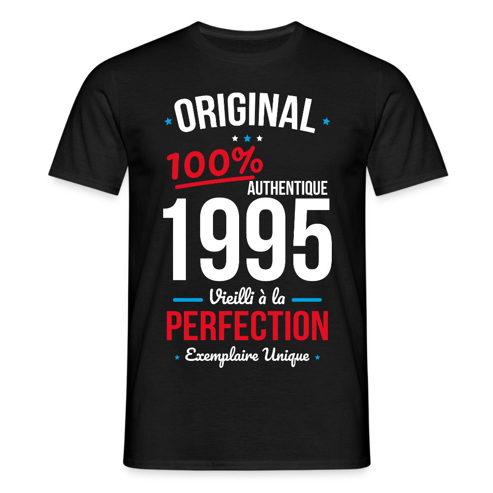T-shirt Homme - Anniversaire 30 Ans - Original 1995 - noir
