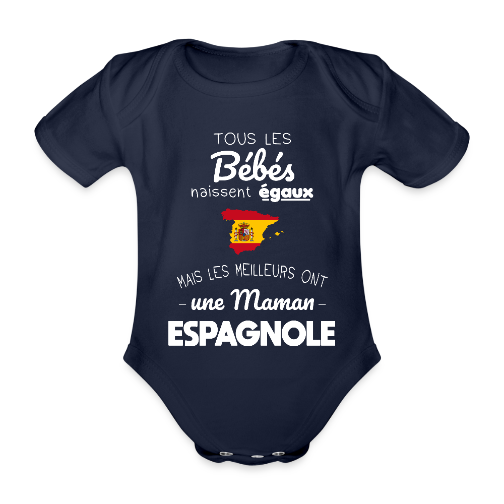 Body Bébé bio manches courtes - Les Meilleurs Ont Une Maman Espagnole - marine foncé