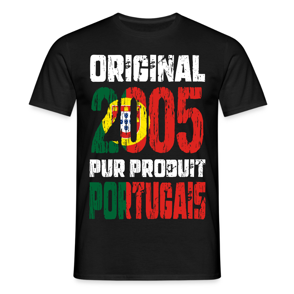 T-shirt Homme - Anniversaire 20 Ans - Original 2005 - Pur produit Portugais - noir