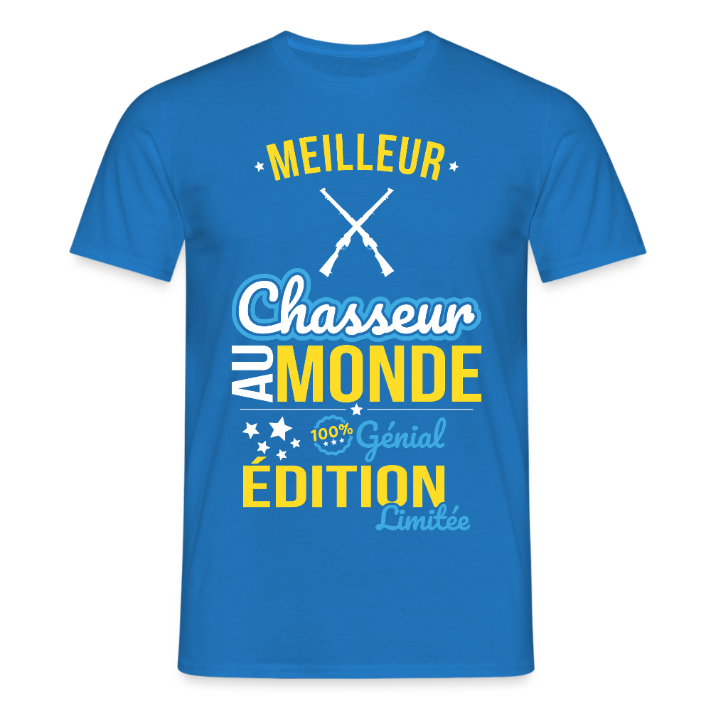 T-shirt Homme - Meilleur Chasseur au monde - 100% génial - bleu royal