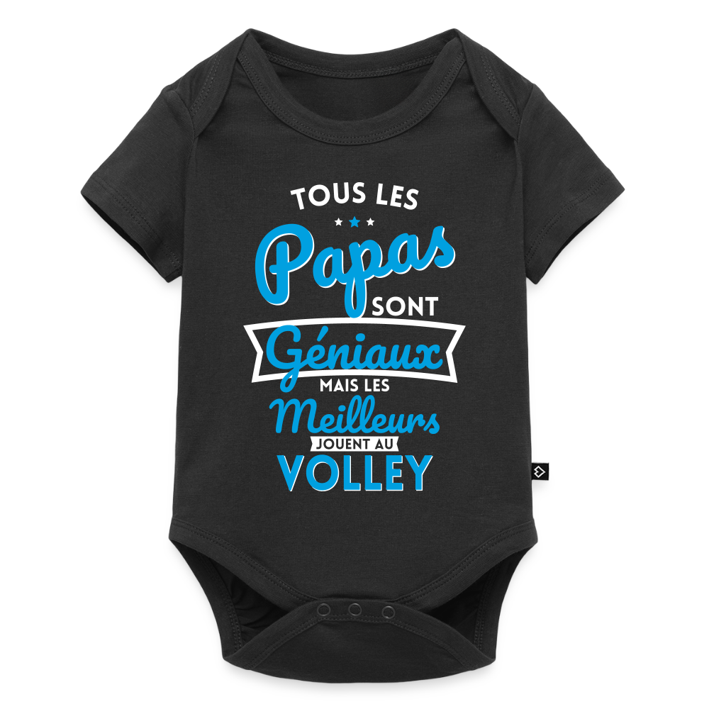 Body Bébé bio manches courtes - Papas géniaux - Les meilleurs jouent au volley - noir