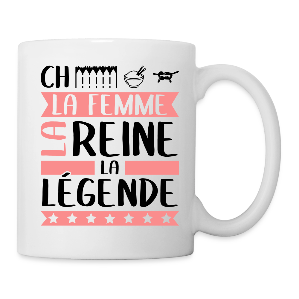 Mug blanc Chérine rébus – La femme, la reine, la légende - blanc