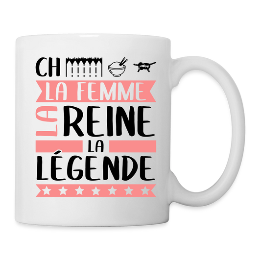 Mug blanc Chérine rébus – La femme, la reine, la légende - blanc