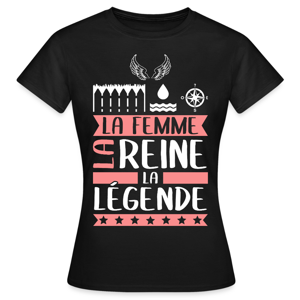 T-shirt femme Eléonore rébus – La femme, la reine, la légende - noir