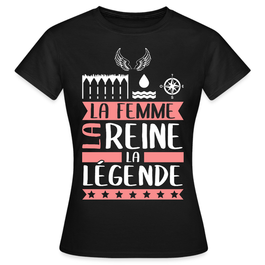 T-shirt femme Eléonore rébus – La femme, la reine, la légende - noir