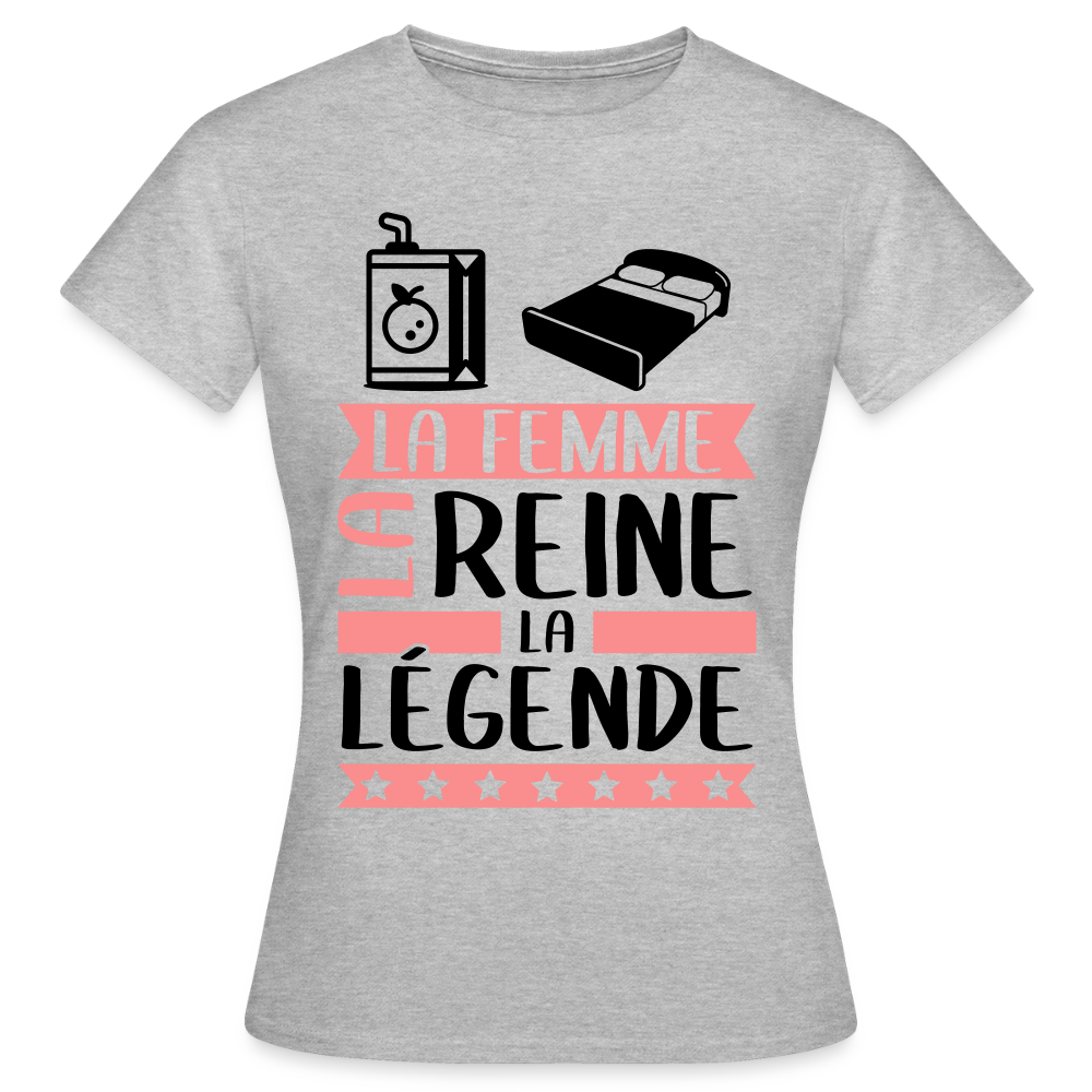 T-shirt femme coloris clair Julie rébus – La femme, la reine, la légend - gris chiné