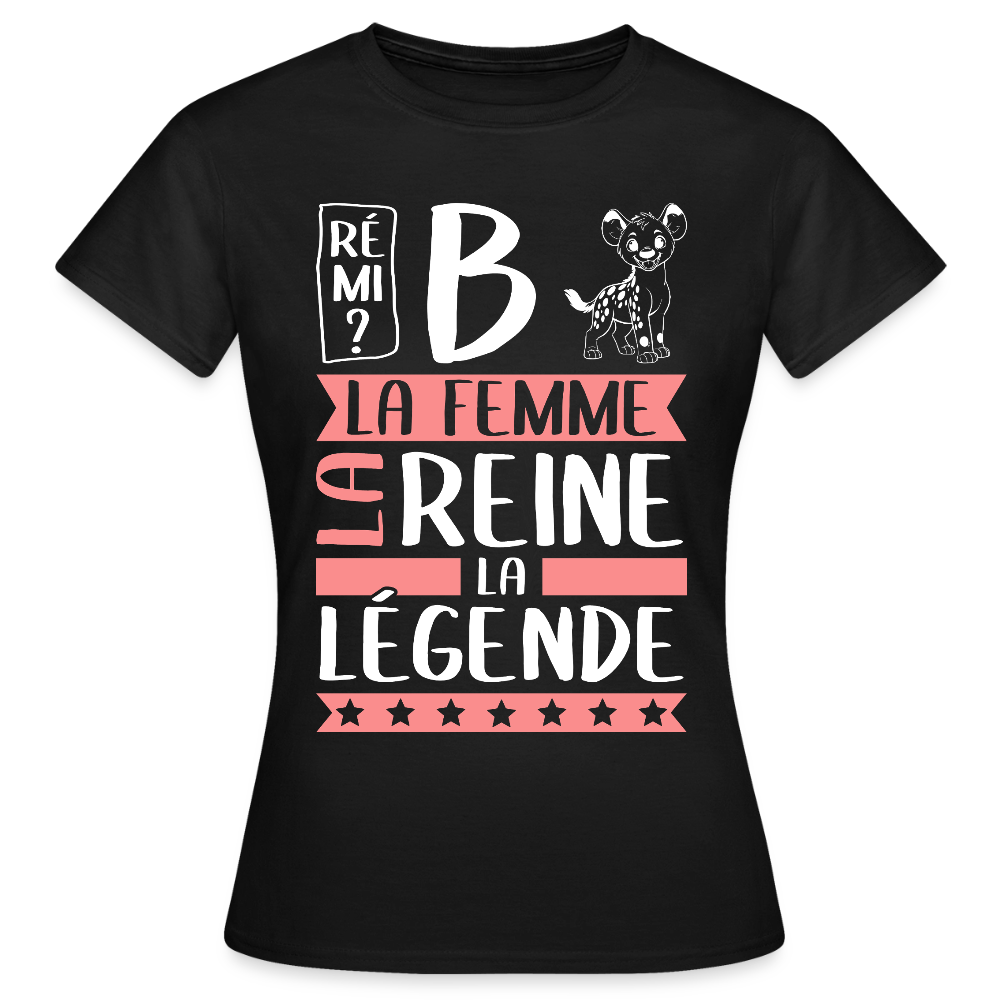 T-shirt femme Fabienne rébus – La femme, la reine, la légende - noir