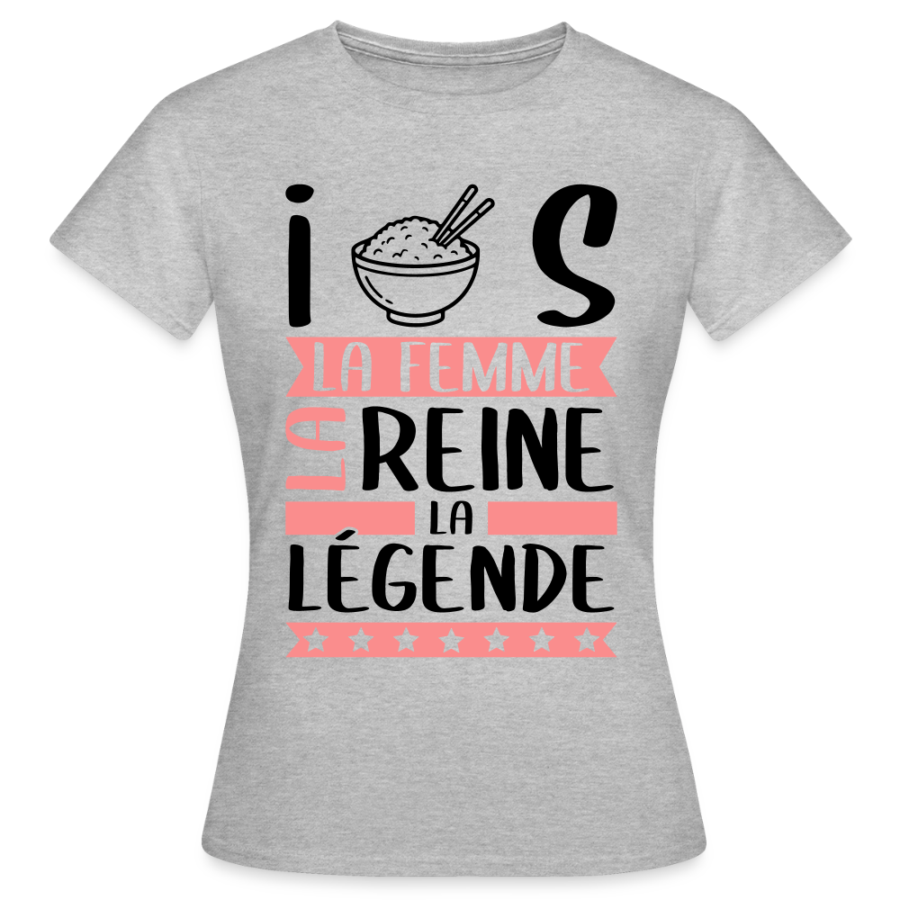T-shirt femme coloris clair Iris rébus – La femme, la reine, la légende - gris chiné