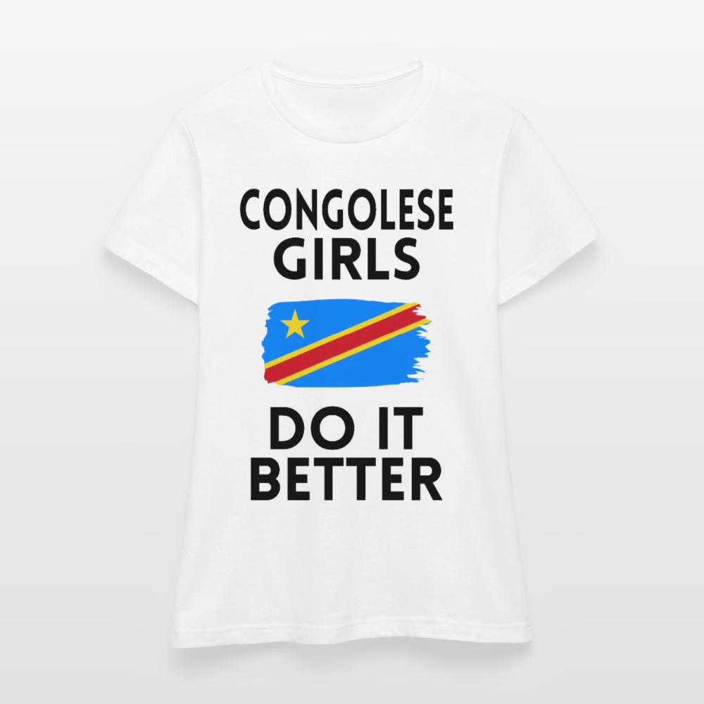 T-shirt femme coloris clair - Congolese Girls Do It Better - RDC - blanc