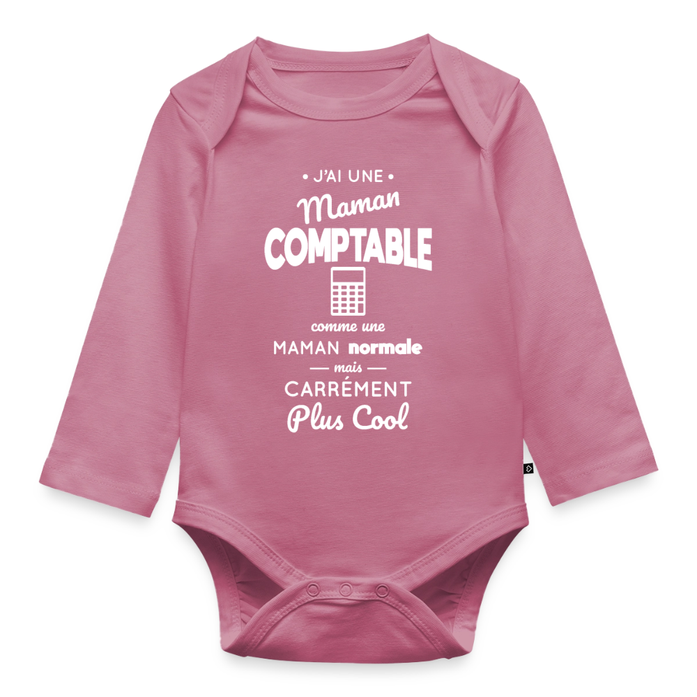 Body Bébé bio manches longues - J'ai une maman comptable - mauve
