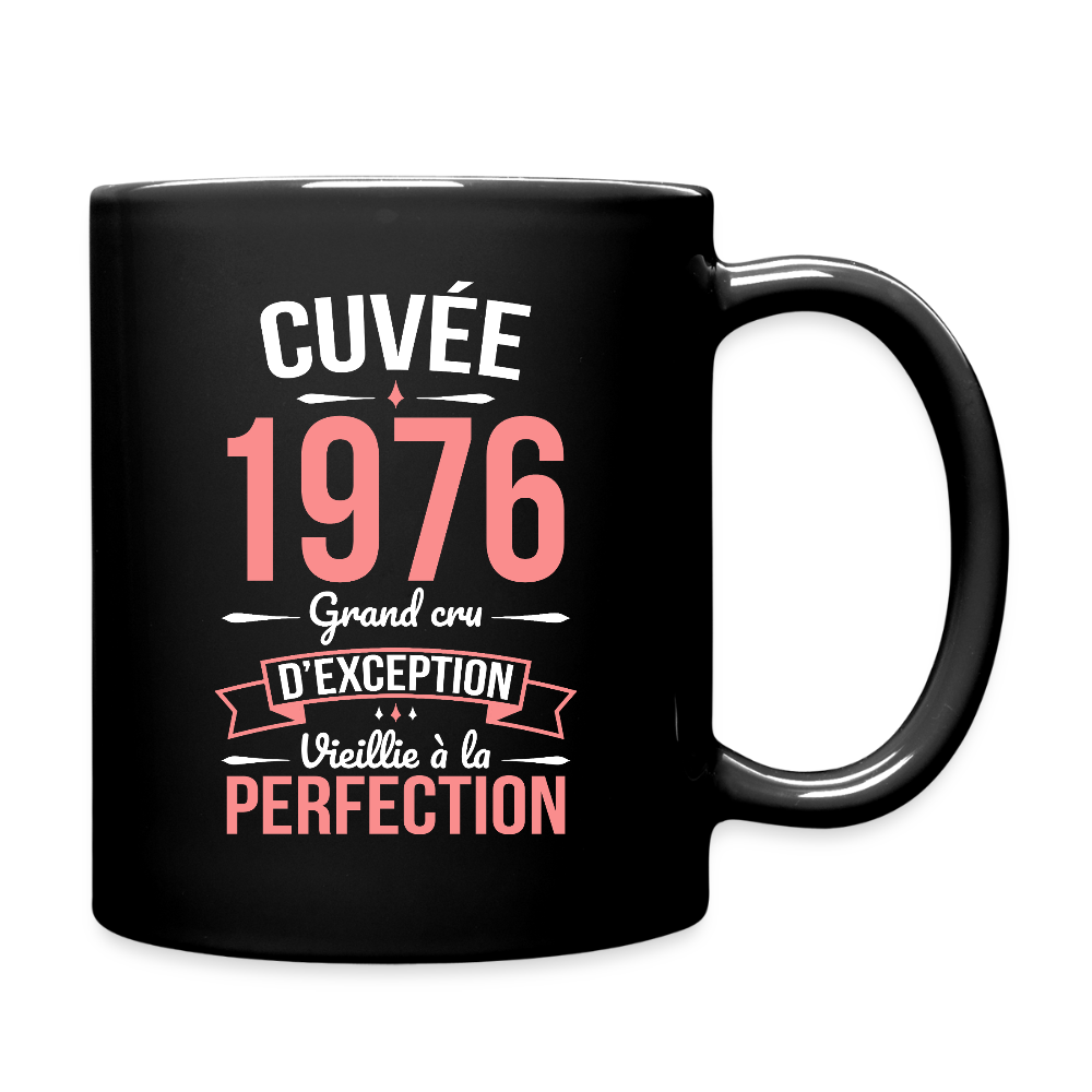 Mug anniversaire femme 50 ans – Cuvée 1976, Grand cru d’exception - noir