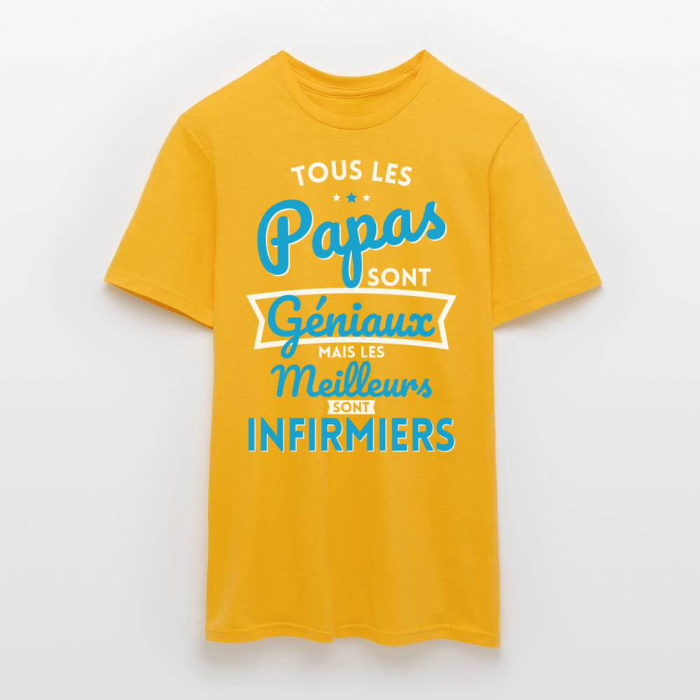 T-shirt Homme - Papas  géniaux - Les meilleurs sont infirmiers - jaune