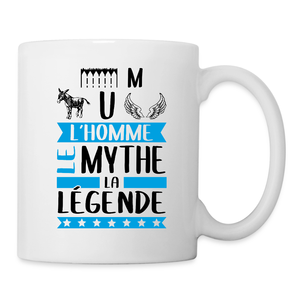 Mug blanc Emmanuel rébus – L’homme, le mythe, la légende - blanc