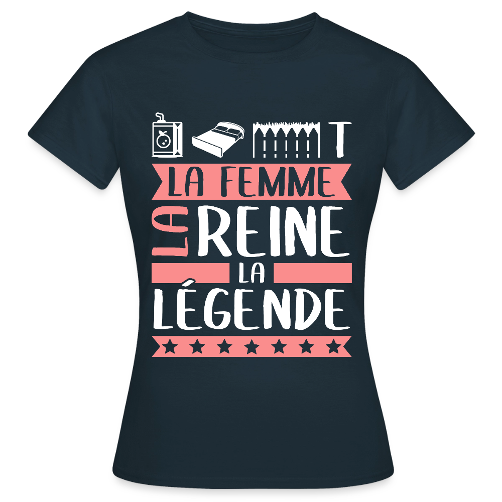 T-shirt femme Juliette rébus – La femme, la reine, la légende - marine