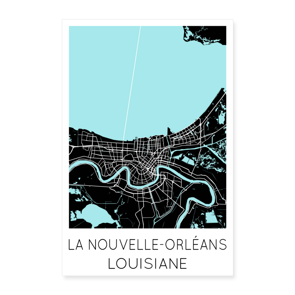 Poster La Nouvelle-Orléans - Plan La Nouvelle-Orléans - 40 x 60 cm - blanc