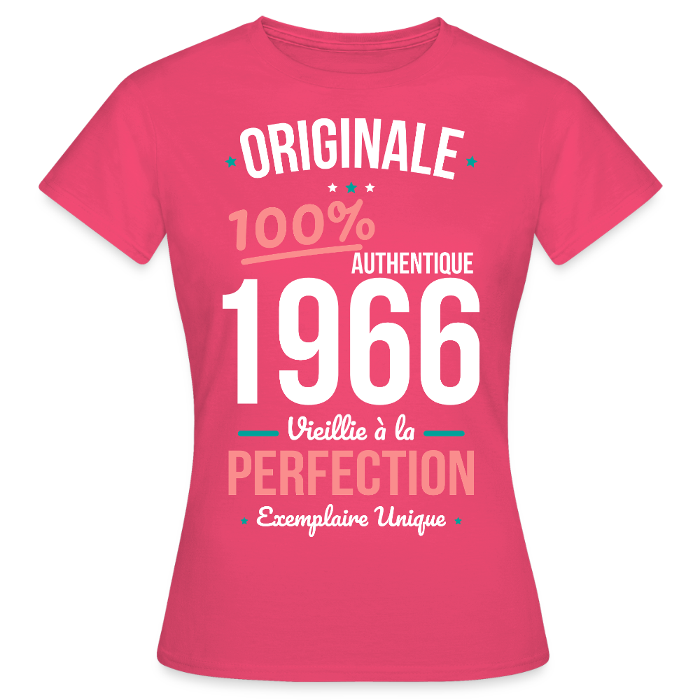 T-shirt anniversaire 60 ans Femme – Originale 1966 Authentique - rose azalée