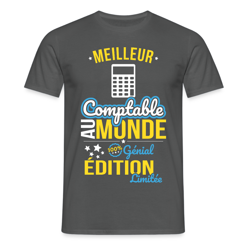 T-shirt Homme - Meilleur Comptable au monde - 100% génial - charbon