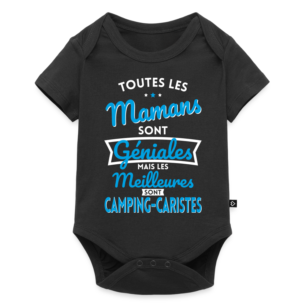 Body Bébé bio manches courtes - Mamans géniales - Les meilleures sont camping-caristes - noir