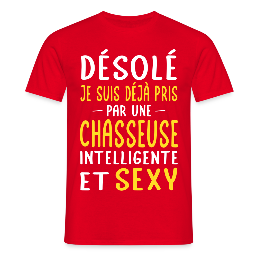 T-shirt Homme - Je suis déjà pris par une chasseuse intelligente et sexy - rouge