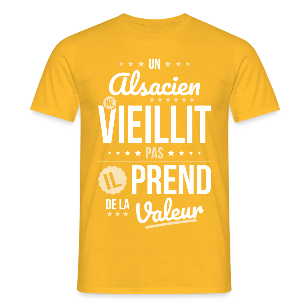 T-shirt Homme - Un Alsacien ne vieillit pas - jaune