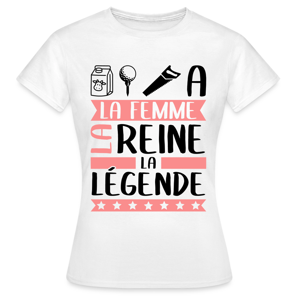 T-shirt femme coloris clair Laëtitia rébus – La femme, la reine, la légende - blanc