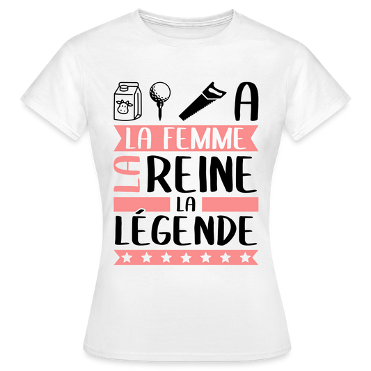 T-shirt femme coloris clair Laëtitia rébus – La femme, la reine, la légende - blanc