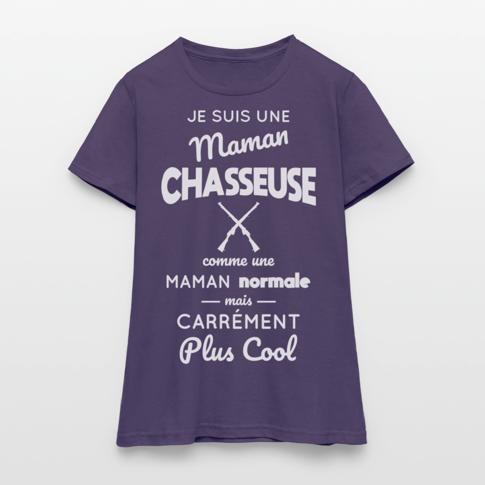 T-shirt Femme - Maman chasseuse plus cool - violet foncé