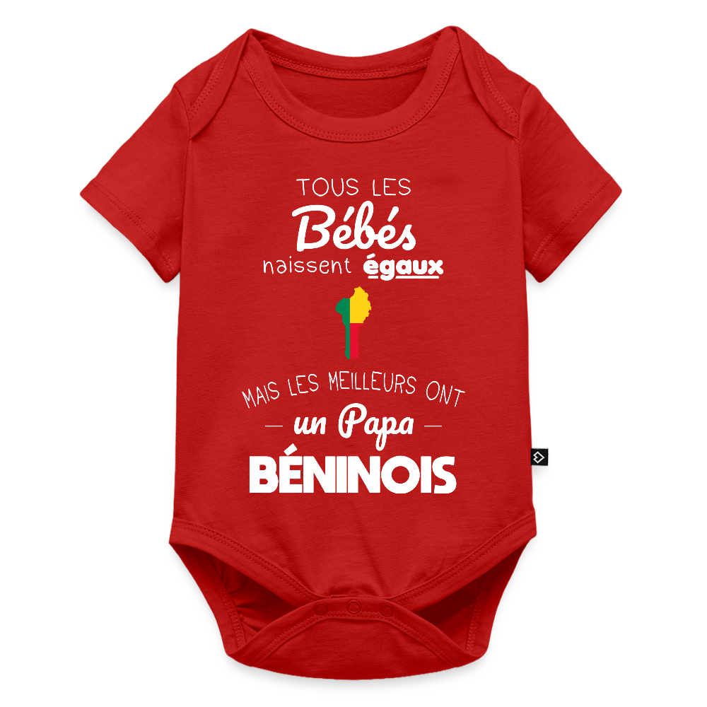 Body Bébé bio manches courtes - Les Meilleurs Ont Un Papa Béninois - rouge