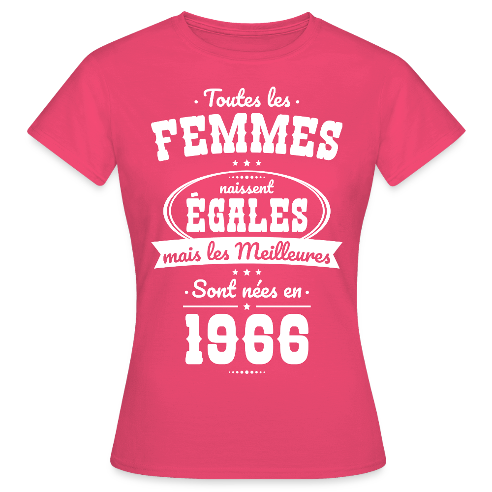T-shirt anniversaire femme 60 ans – Les meilleures sont nées en 1966 - rose azalée