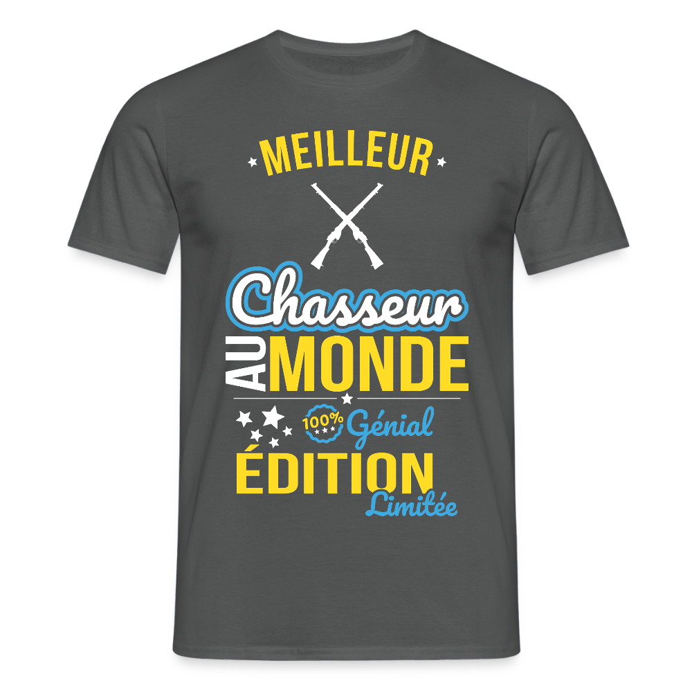 T-shirt Homme - Meilleur Chasseur au monde - 100% génial - charbon