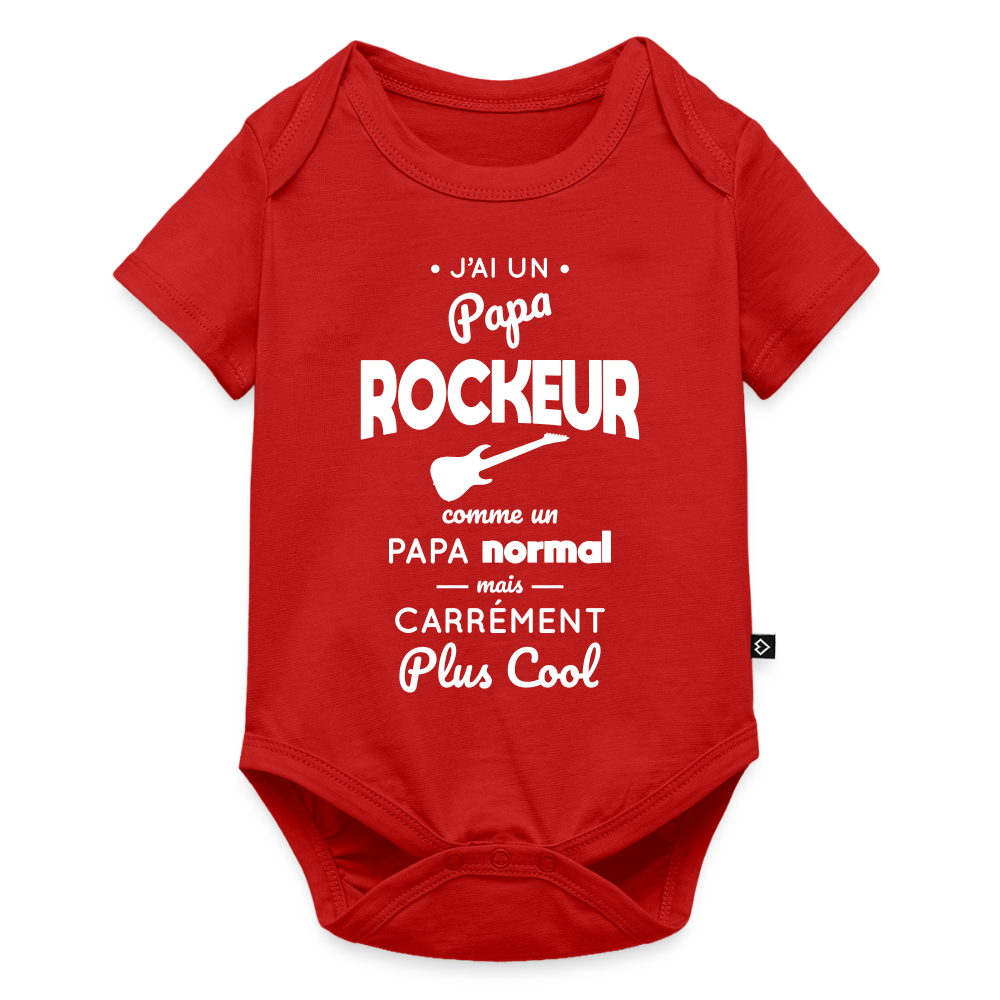 Body Bébé bio manches courtes - J'ai un papa rockeur - rouge
