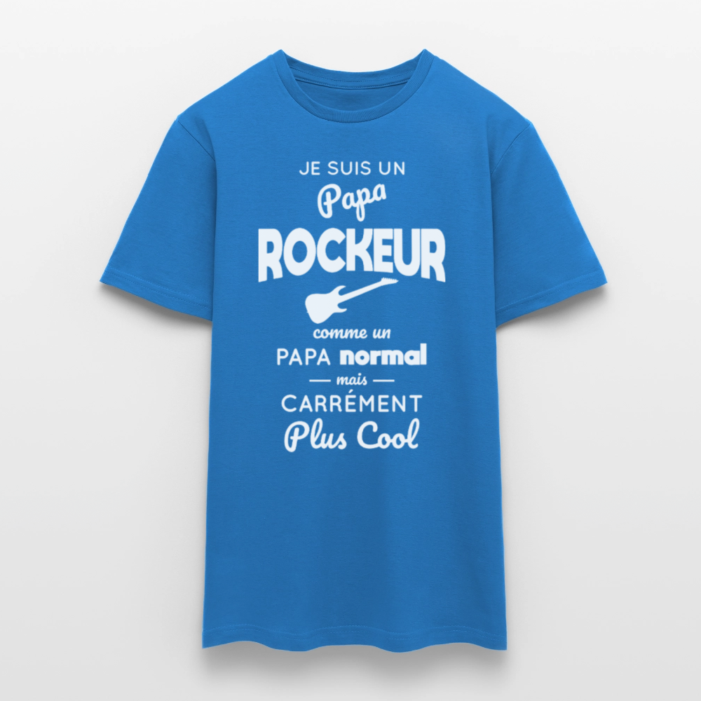 T-shirt Homme - Papa rockeur plus cool - bleu royal