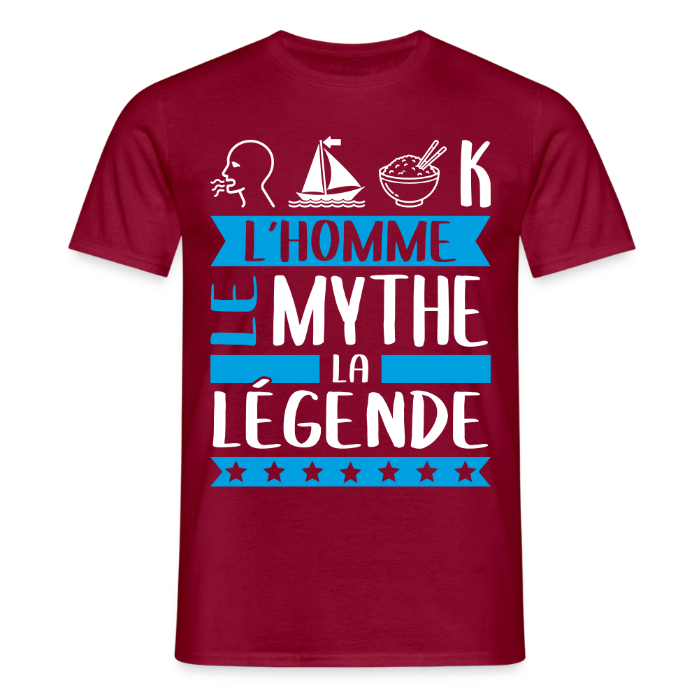 T-shirt homme Romaric rébus – L’homme, le mythe, la légende - rouge brique
