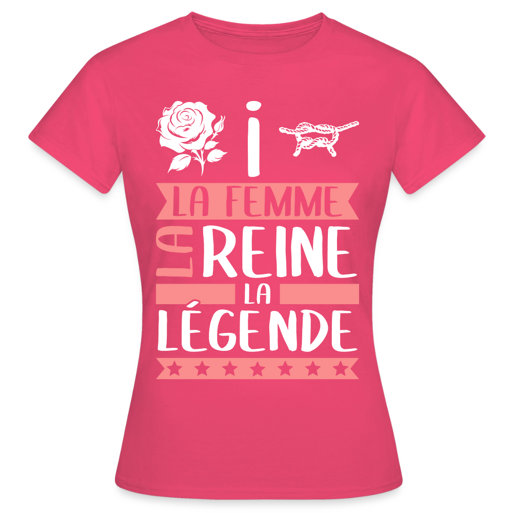 T-shirt femme Rosine rébus – La femme, la reine, la légende - rose azalée