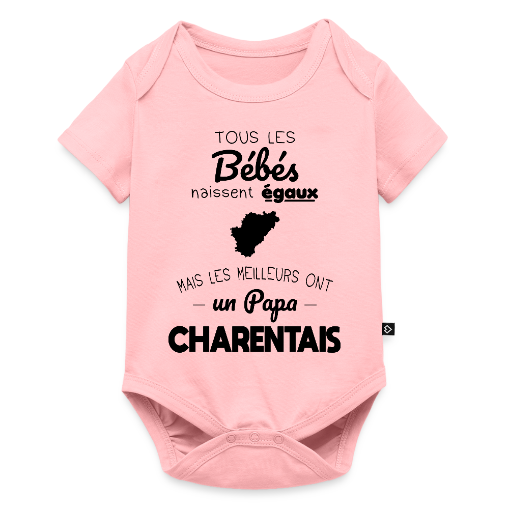 Body Bébé bio manches courtes - Les Meilleurs Ont Un Papa Charentais - rose