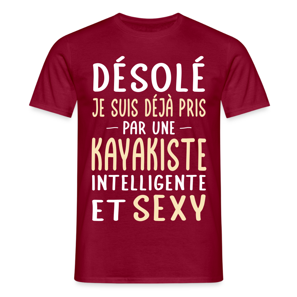 T-shirt Homme - Je suis pris par une kayakiste intelligente et sexy - rouge brique